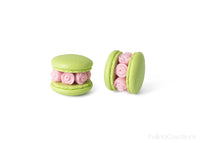 Handmade Lime Green Floral Macaron Stud Earrings
