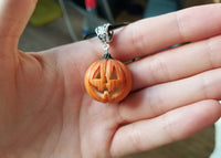 Polinacreations Handmade jewelry Glow in the Dark Halloween Pumpkin Head Necklace, Spooky Halloween Jewelry Smile Pumpkin Jack Necklace Scary Halloween Pendant Witch jewelry Halloween necklace Halloween charm polina creations smile jewelry smile necklace orange jewelry orange necklace charm circle jewelry circle charm gift for her gift for women girls glow jewelry Halloween gift holiday gift Halloween pendant 
