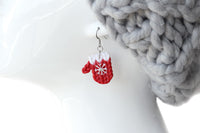 Polinacreations Christmas Knitted Mitten Polymer Clay Earrings, Holiday Earrings Womens Accessories Red Earrings Christmas earrings Holiday Xmas Jewelry Xmas gift for woman