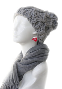Handmade Knitted Mitten Earrings, Christmas Gift