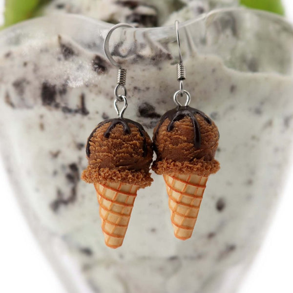 polinacreations Handmade jewelry chocolate Ice Cream Waffle Cone Earrings, Ice Cream Earrings chocolate Earrings chocolate jewelry waffle Jewelry waffle earrings Fake Food Earrings miniature food jewelry mini food earrings food charm brown jewelry brown earrings gift for her polymer clay jewelry ice cream charm summer jewelry