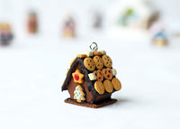 Handmade Chocolate Gingerbread House Necklace, Christmas Gift