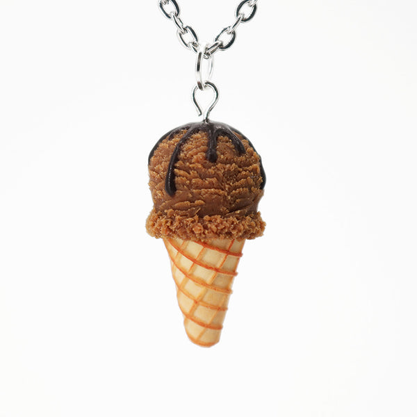 Polinacreations Handmade Chocolate Ice Cream Waffle Cone necklaces. Ice Cream Jewelry Ice Cream necklace Food earrings Cute earring Fun jewelry summer jewelry chocolate jewelry brown necklace brown jewelry pendant gift for her gift for woman fake food jewelry miniature food jewelry polymer clay jewelry ice cream charm waffle necklace waffle charm