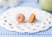 PolinaCreations Handmade Doughnut Stud Earrings Topped with Sugar Donut Stud Earrings Doughnut Earrings Donut earrings Fake food jewelry polymer clay jewelry circle earrings cute earrings polina creations miniature food jewelry mini food earrings