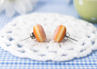 PolinaCreations Handmade Doughnut Stud Earrings Topped with Sugar Donut Stud Earrings Doughnut Earrings Donut earrings Fake food jewelry polymer clay jewelry circle earrings cute earrings polina creations miniature food jewelry mini food earrings