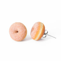 Handmade Doughnut Stud Earrings Topped with Fake Sugar, Donut Earrings