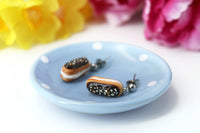 PolinaCreations Handmade jewelry Stuffed Eclair Stud Earrings with Whipped Cream & Topped With Chocolate and Nuts Eclair earrings polina creations nut earrings nut jewelry brown jewelry brown earrings fake food jewelry miniature food jewelry mini food earrings cute earrings cute jewelry dessert jewelry hypoallergenic earrings chocolate jewelry chocolate earrings gift for her gift for girl woman pastry earrings pastry charm pastry jewelry food charm yellow earrings yellow jewelry