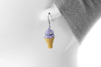 polinacreations Handmade Jewelry lavender Ice Cream Sugar Cone Earrings Topped with Sprinkles. Ice cream Earrings, lavender earrings lavender jewelry Fake Food Jewelry Kawaii miniature food jewelry mini food earrings purple jewelry purple earrings gift for her gift for woman girl rainbow jewelry sprinkle earrings polina creations jewellery purple ice cream bright jewelry summer jewelry summer earrings
