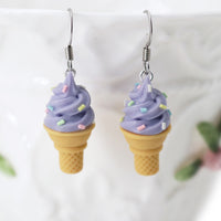polinacreations Handmade Jewelry lavender Ice Cream Sugar Cone Earrings Topped with Sprinkles. Ice cream Earrings, lavender earrings lavender jewelry Fake Food Jewelry Kawaii miniature food jewelry mini food earrings purple jewelry purple earrings gift for her gift for woman girl rainbow jewelry sprinkle earrings polina creations jewellery purple ice cream bright jewelry summer jewelry summer earrings