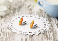 Handmade M&M Cookie Stud Earrings, Rainbow earrings Candy earrings Chocolate Chip Cookie Earrings Fun Cute Earrings Kawaii Fake Food Jewelry Miniature Food M and M jewelry colorful jewelry