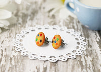 Handmade M&M Cookie Stud Earrings, Rainbow earrings Candy earrings Chocolate Chip Cookie Earrings Fun Cute Earrings Kawaii Fake Food Jewelry Miniature Food M and M jewelry mini earrings