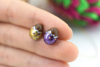 Handmade Gold & Purple Easter Chocolate Egg Stud Earrings