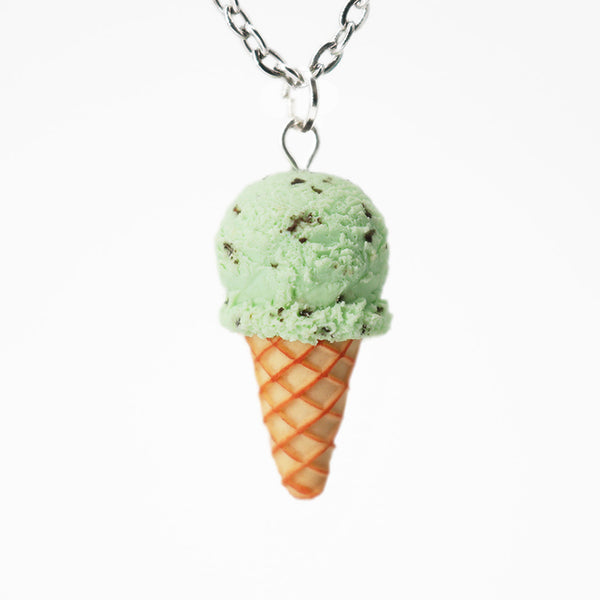 Polinacreations Handmade mint chocolate chip Ice Cream necklace,mint Ice Cream pendant mint Ice Cream Jewelry mint ice cream charm Cute charm Waffle Cone Mini Fake Food Jewelry cute jewelry polymer clay fake food jewelry waffle necklace waffle jewelry mint green jewelry mint green charm chocolate necklace gift for her mini food jewelry 