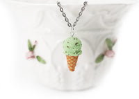 Polinacreations Handmade mint chocolate chip Ice Cream necklace,mint Ice Cream pendant mint Ice Cream Jewelry mint ice cream charm Cute charm Waffle Cone Mini Fake Food Jewelry cute jewelry polymer clay fake food jewelry waffle necklace waffle jewelry mint green jewelry mint green charm chocolate necklace gift for her mini food jewelry 