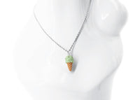 Polinacreations Handmade mint chocolate chip Ice Cream necklace,mint Ice Cream pendant mint Ice Cream Jewelry mint ice cream charm Cute charm Waffle Cone Mini Fake Food Jewelry cute jewelry polymer clay fake food jewelry waffle necklace waffle jewelry mint green jewelry mint green charm chocolate necklace gift for her mini food jewelry 