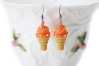 Handmade Orange Ice Cream Sugar Cone Earrings
