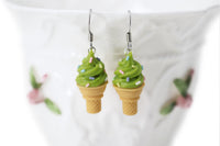 polinacreations Handmade Jewelry Pistachio Ice Cream Sugar Cone Earrings Topped with Sprinkles. Ice cream Earrings, Lime Green Earrings Fake Food Jewelry Kawaii miniature food jewelry mini food earrings green jewelry green earrings gift for her gift for woman girl rainbow jewelry sprinkle earrings polina creations jewellery