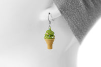 polinacreations Handmade Jewelry Pistachio Ice Cream Sugar Cone Earrings Topped with Sprinkles. Ice cream Earrings, Lime Green Earrings Fake Food Jewelry Kawaii miniature food jewelry mini food earrings green jewelry green earrings gift for her gift for woman girl rainbow jewelry sprinkle earrings polina creations jewellery