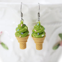 polinacreations Handmade Jewelry Pistachio Ice Cream Sugar Cone Earrings Topped with Sprinkles. Ice cream Earrings, Lime Green Earrings Fake Food Jewelry Kawaii miniature food jewelry mini food earrings green jewelry green earrings gift for her gift for woman girl rainbow jewelry sprinkle earrings polina creations jewellery