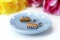 Handmade Eclair Stud Dangle Earrings With Chocolate Stripes