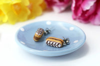 Handmade Eclair Stud Dangle Earrings With Chocolate Stripes