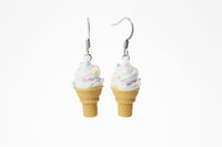 polinacreations Handmade Jewelry vanilla Ice Cream Sugar Cone Earrings Topped with Sprinkles. Ice cream Earrings, white Earrings white jewelry Fake Food Jewelry Kawaii miniature food jewelry mini food earrings vanilla jewelry vanilla earrings gift for her gift for woman girl rainbow jewelry sprinkle earrings polina creations jewellery white ice cream bright jewelry summer jewelry summer earrings
