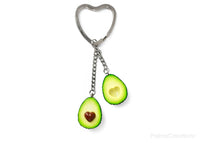 Handmade Single Ring Avocado Heart Keychain, Valentine's day gift