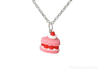 Handmade Raspberry Heart French Macaron Necklace, Valentine's day gift