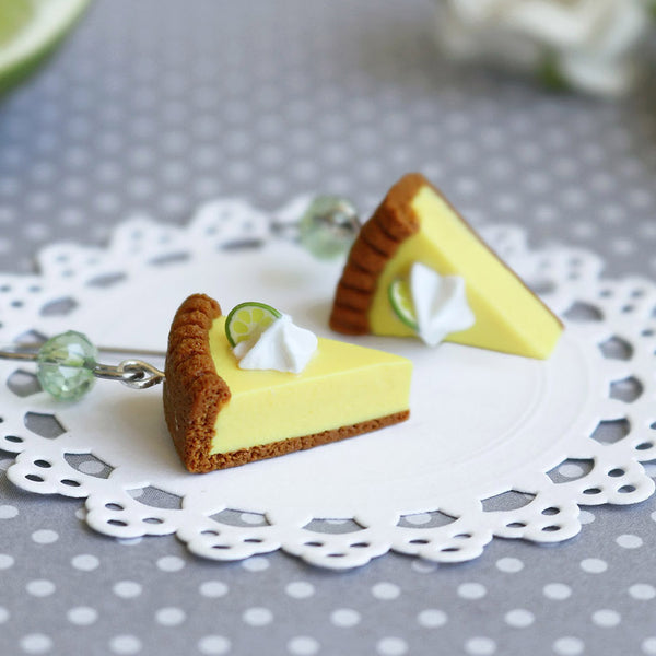PolinaCreations Handmade Jewelry Key Lime Pie Earrings, Fake Food Jewelry Lime Green Earrings Miniature Food Yellow Jewelry Cute Earrings Pie Earrings Mini food jewelry polymer clay jewelry pie slice jewelry dangle earrings gift for her woman girl polymer clay jewelry cheesecake jewelry cheesecake earrings lime fruit jewelry Polina creations Unique jewelry