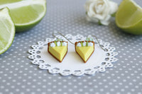PolinaCreations Handmade Jewelry Key Lime Pie Earrings, Fake Food Jewelry Lime Green Earrings Miniature Food Yellow Jewelry Cute Earrings Pie Earrings Mini food jewelry polymer clay jewelry pie slice jewelry dangle earrings gift for her woman girl polymer clay jewelry cheesecake jewelry cheesecake earrings lime fruit jewelry Polina creations Unique jewelry bright jewelry summer jewelry