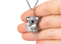 polinacreations Mothers Day Gift Mama Koala and Baby Necklace. Mother Daughter Jewelry polinacreations handmade jewellery grey necklace Moms Birthday Gift Australian Animal jewelry Australia Necklace 