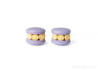 Handmade Lavender & Peach Floral Macaron Stud Earrings