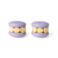 Handmade Lavender & Peach Floral Macaron Stud Earrings