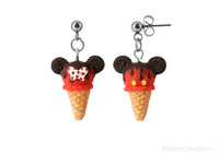Handmade Mouse Ice Cream Stud Dangle Earrings