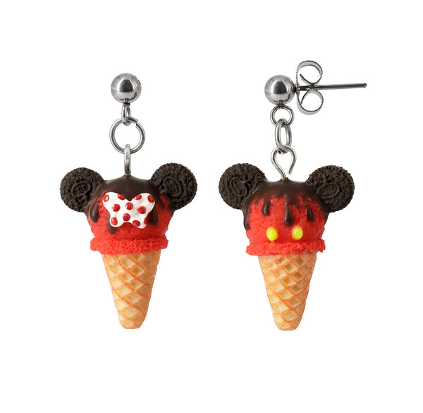 Handmade Mouse Ice Cream Stud Dangle Earrings