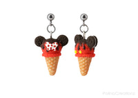 Handmade Mouse Ice Cream Stud Dangle Earrings