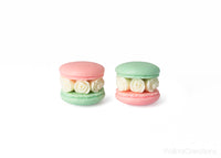 Handmade Mint Green & Coral Pink Floral Macaron Stud Earrings