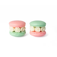 Handmade Mint Green & Coral Pink Floral Macaron Stud Earrings
