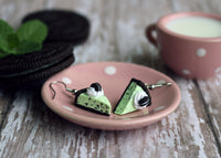 polinacreations Handmade Jewelry Mint Chocolate Chip Ice Cream Pie Earrings, Mint Green Earrings Miniature Food Jewelry Fake Food Jewelry Cute Earrings green jewelry gift for her gift for woman oreo jewelry mini food jewelry oreo earrings cookie jewelry cookie earrings cheesecake jewelry cheesecake earrings cute earrings dessert jewelry kawaii jewellery polina creations