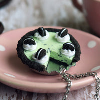 Handmade Bottle Cap Mint Chocolate Chip Ice Cream Pie Necklace