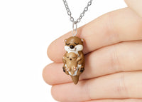 Handmade Mama Otter and Baby Necklace, Mothers Day Gift