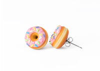 Handmade Pink Glazed Doughnut Stud Earrings