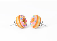 Handmade Pink Glazed Doughnut Stud Earrings