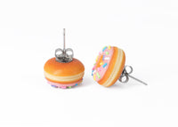 Handmade Pink Glazed Doughnut Stud Earrings