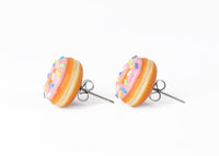 Handmade Pink Glazed Doughnut Stud Earrings