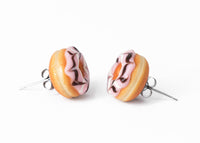 Handmade Jewelry pink Glazed Doughnut Earrings With Sprinkles, Donut Earrings PolinaCreations Fake Food Jewelry Polymer clay Food Earrings mini food jewelry miniature food cute studs small earrings circle earrings sprinkle jewelry rainbow jewelry hypoallergenic jewelry polina creations jewellery gift for her gift for woman girls baskin robbins dunkin donut 