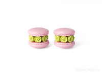 Handmade Pink Floral Macaron Stud Earrings