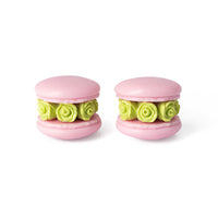 Handmade Pink Floral Macaron Stud Earrings