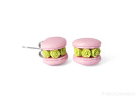 Handmade Pink Floral Macaron Stud Earrings