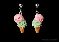 Polinacreations Handmade jewelry Skull ice cream Earrings, Spooky Halloween jewelry pink ice cream earrings Scary Halloween Earrings Witch jewelry skull jewelry spooky jewelry halloween accessory waffle earrings mint ice cream jewelry pink jewelry mint green jewelry scary jewelry pumpkin head jewelry creepy jewelry Halloween gift for her gift for woman vampire jewelry polina creations